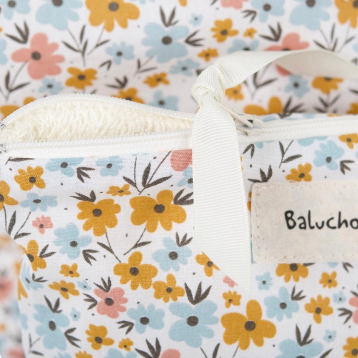 Trousse (moyen) - Orange brulé, corail &amp; bleu