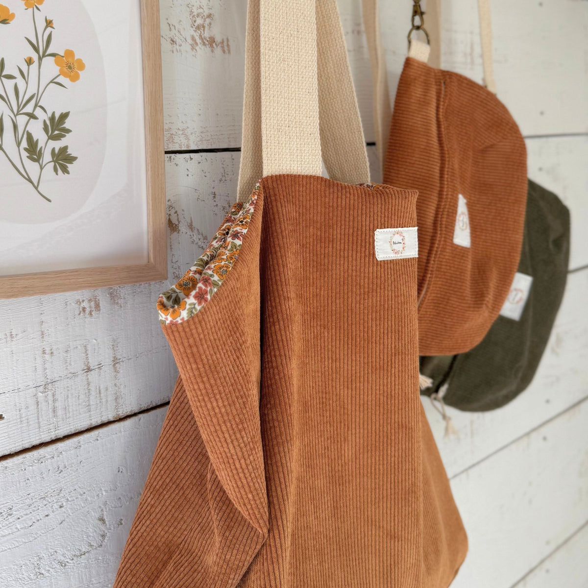 Sac fourre-tout corduroy - Cannelle