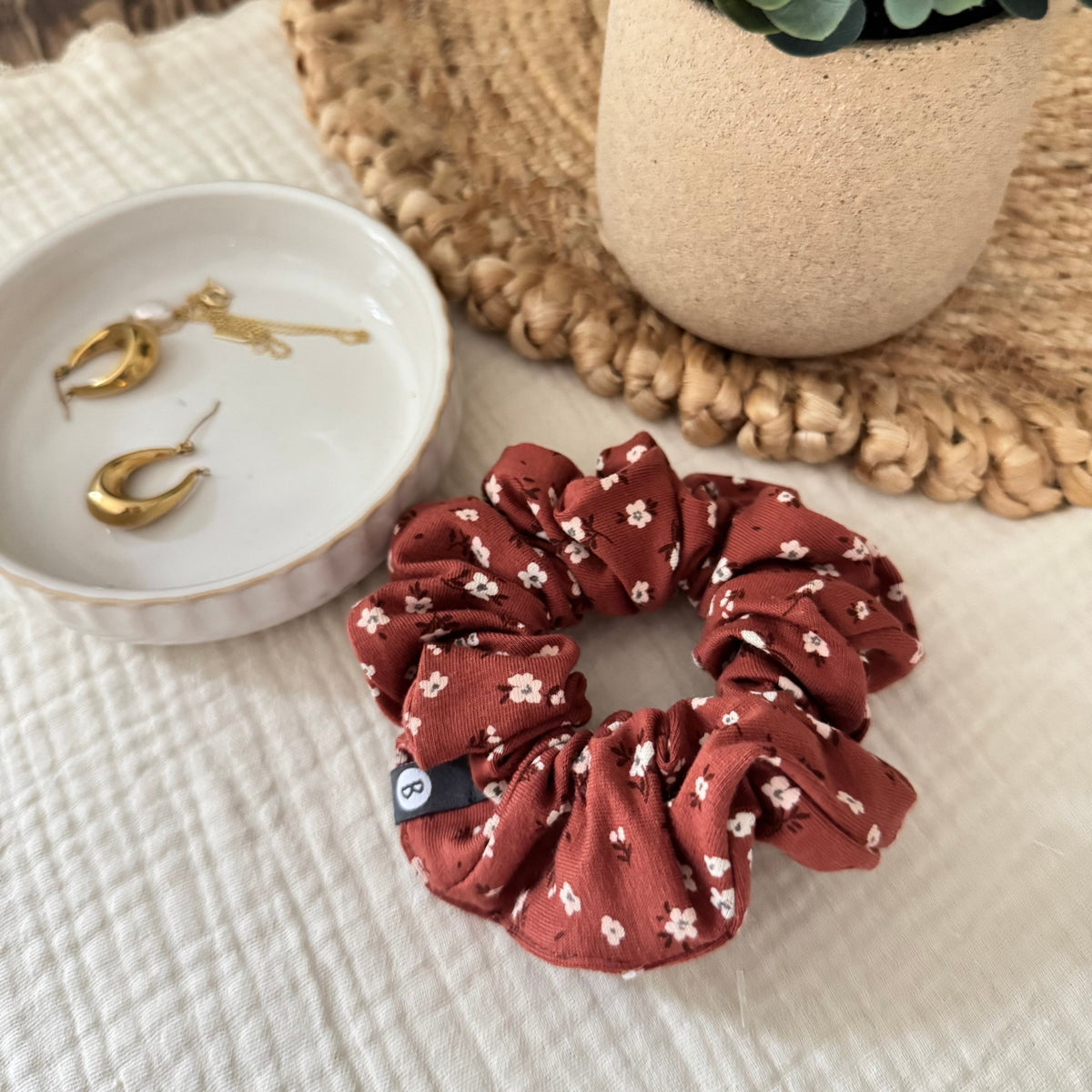 Chouchou - Fleurs blanches Terracotta