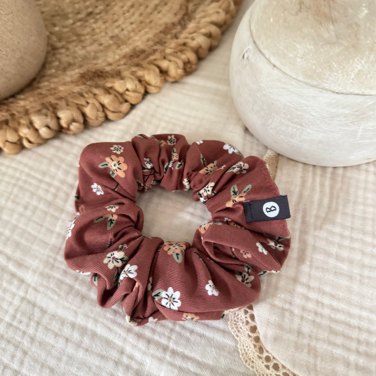 Chouchou pour cheveux - Fleurs colorés Terracotta