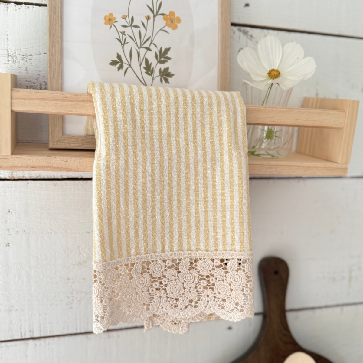 Linge à vaiselle en coton - rayures jaunes