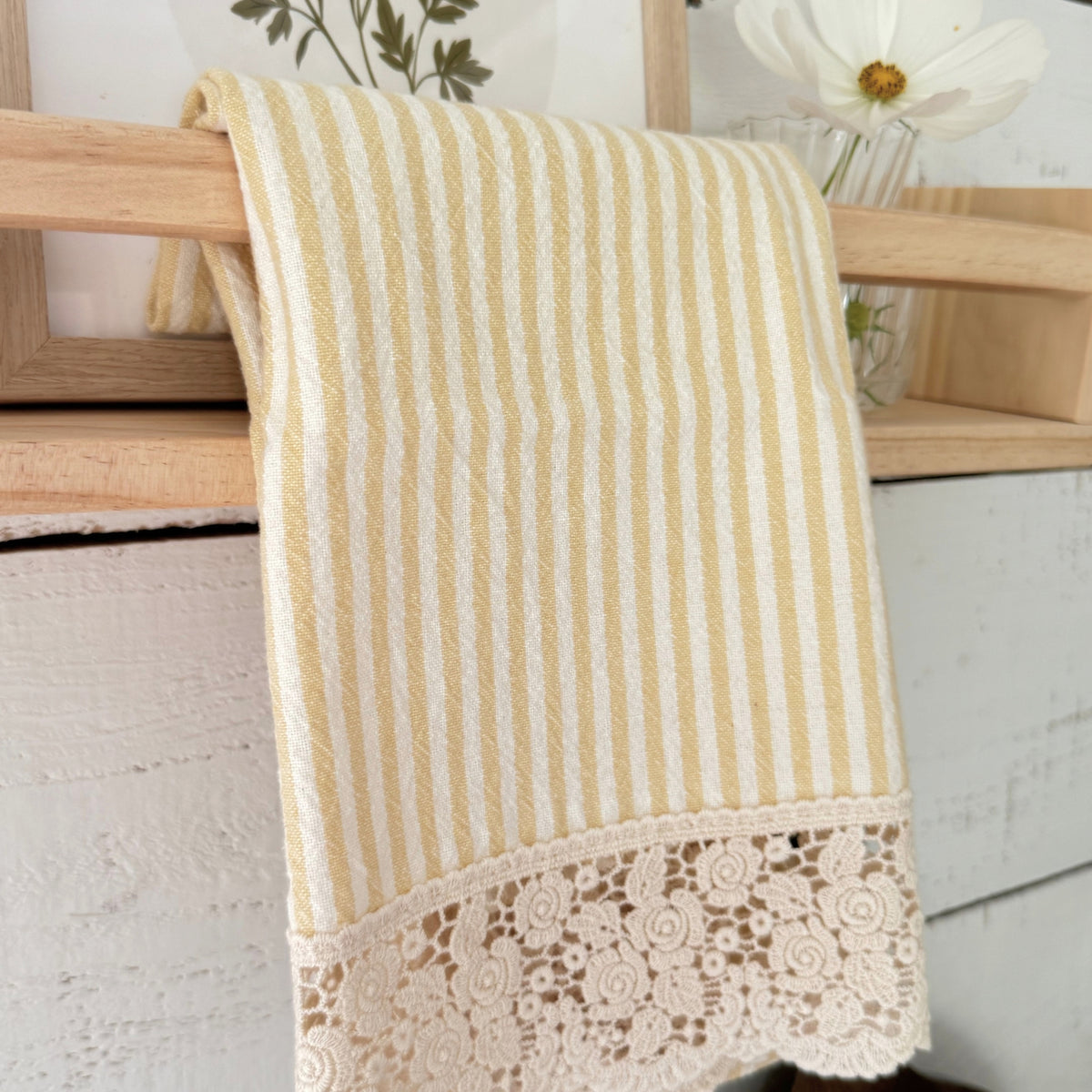 Linge à vaiselle en coton - rayures jaunes