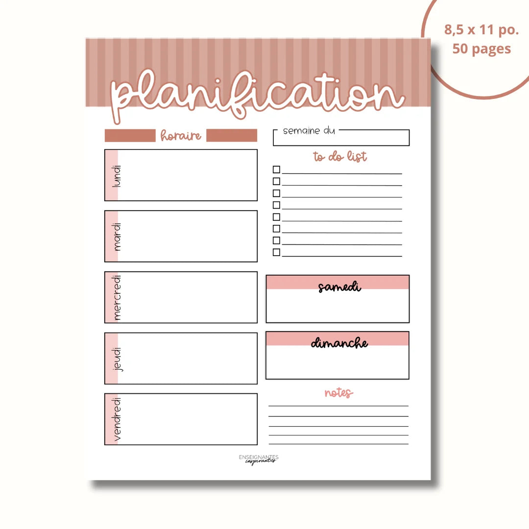 Planification hebdomadaire - Line art