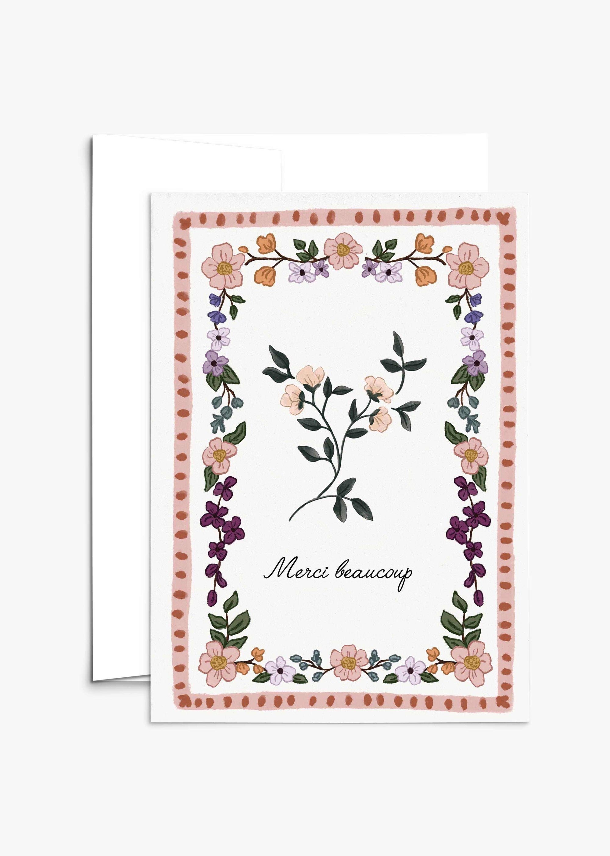 Carte de voeux illustrée - Merci beaucoup vintage