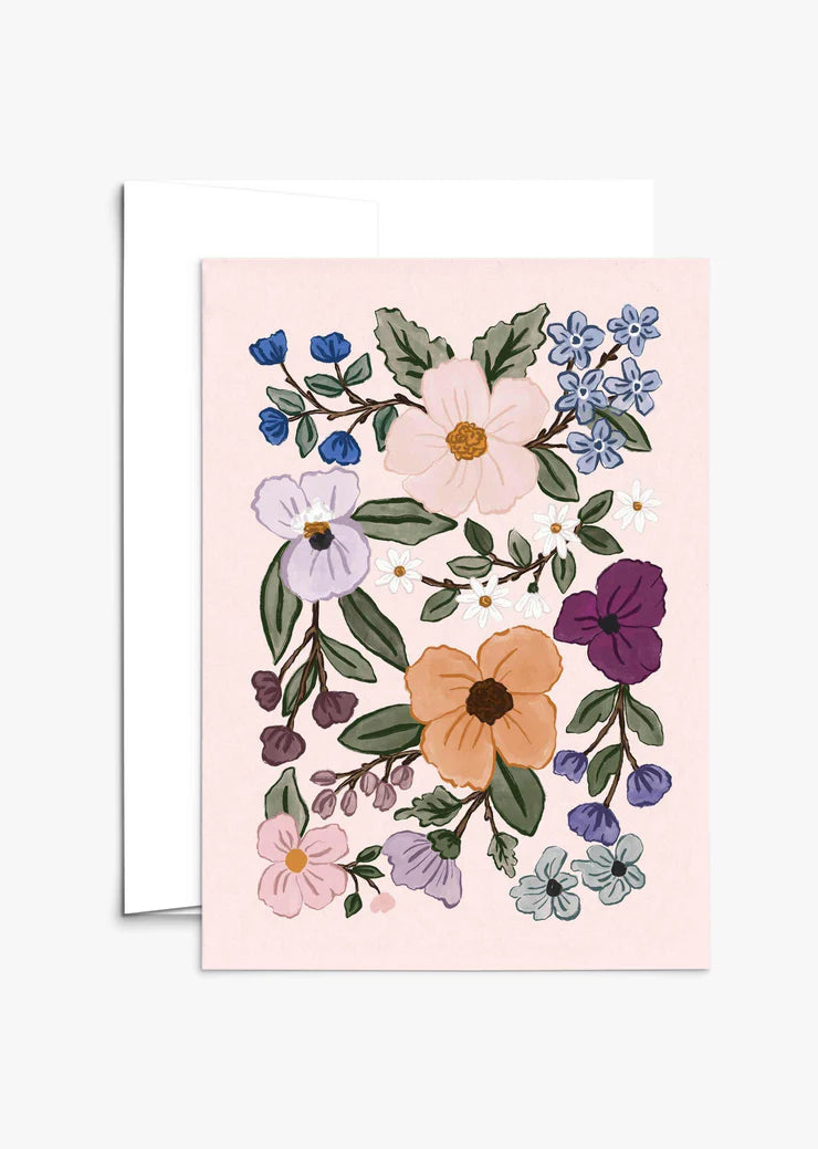 Carte de voeux illustrée - Champs de fleurs