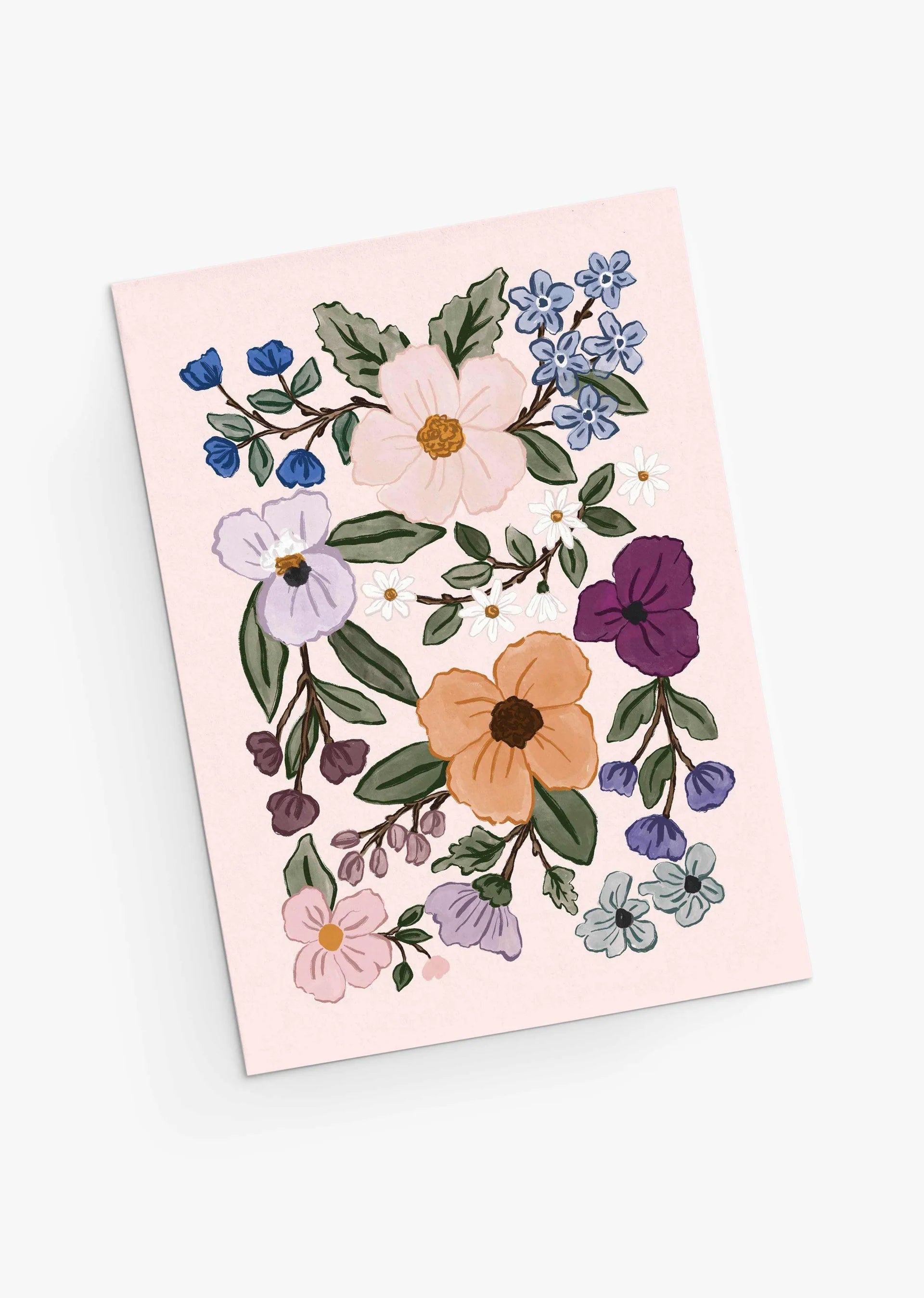 Carte de voeux illustrée - Champs de fleurs
