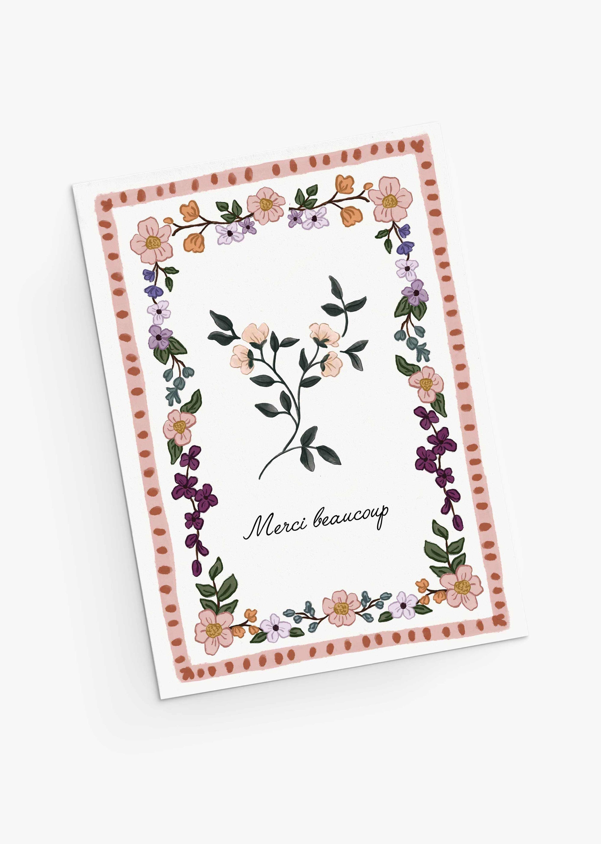 Carte de voeux illustrée - Merci beaucoup vintage