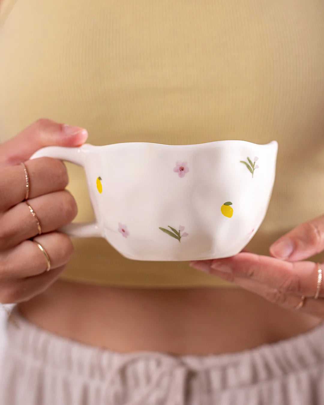 Tasse fruitée - Citrons et fleurs